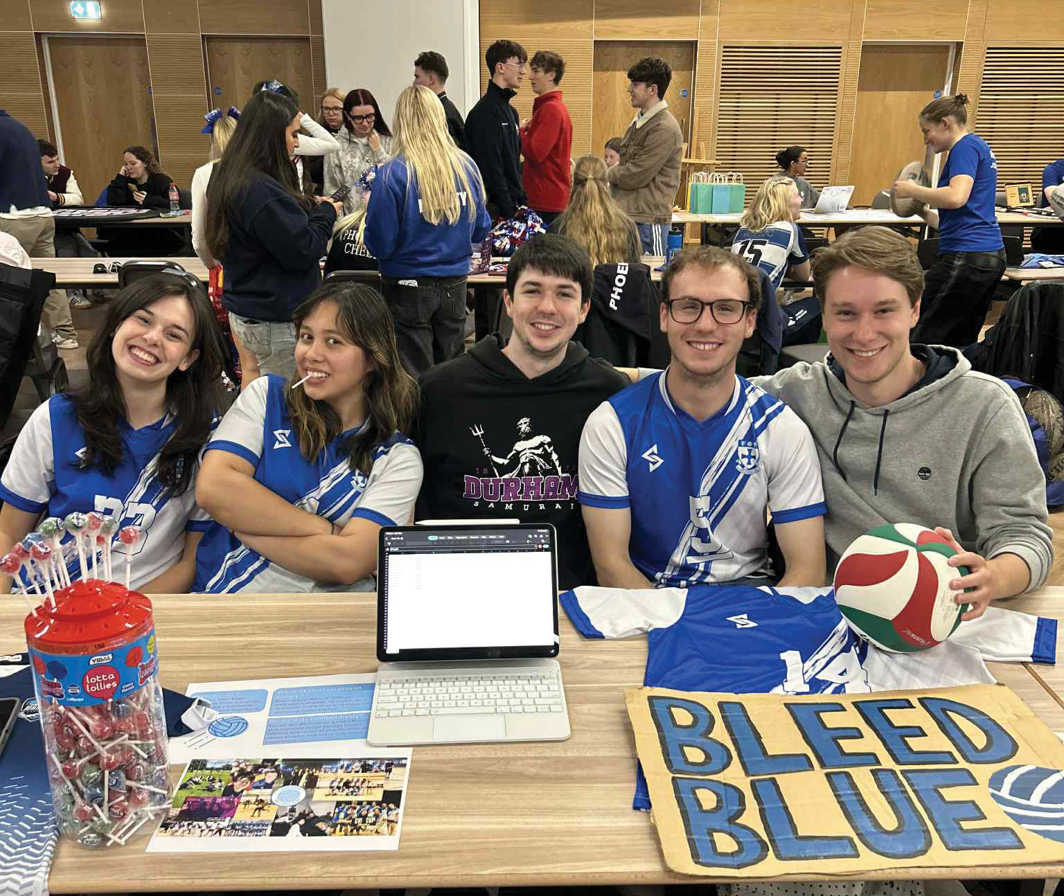 Members of John Snow College volleyball team recruiting new members at our annual Freshers’ Fair