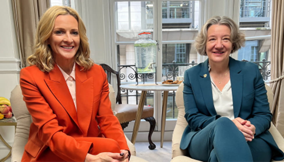 Gabby Logan OBE with our Vice-Chancellor and Warden